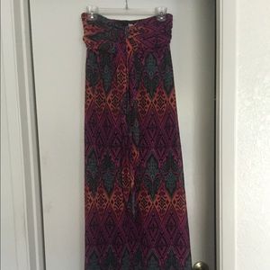 Strapless tribal print dress