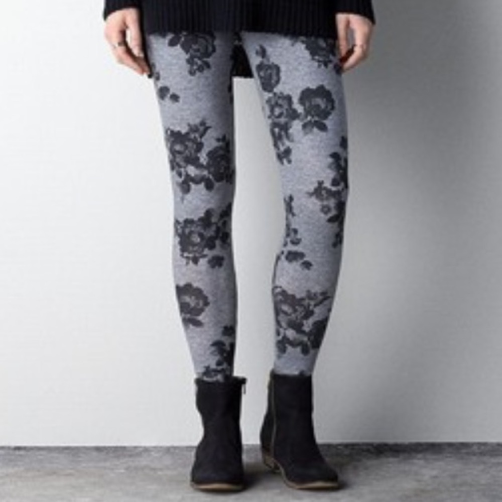 Grey & Black Floral Legging