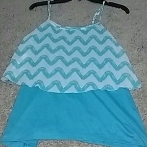 Aztec print blue tank top