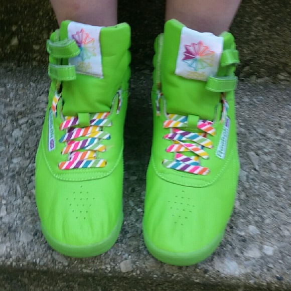 lime green reebok freestyle high tops