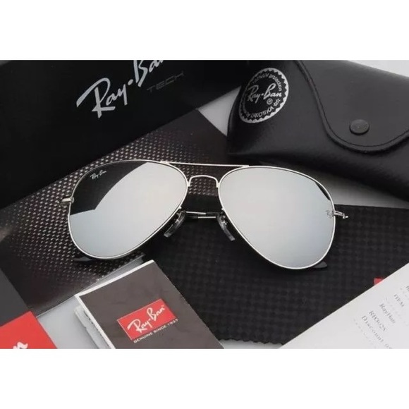 NEW Ray Ban Aviator Silver on Silver 58mm