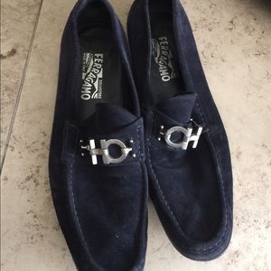 Size 11 blue suede Salvatore Ferragamo