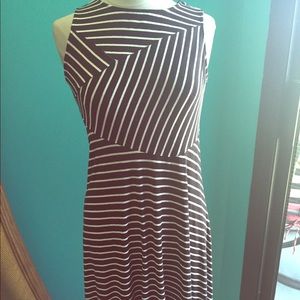 Black and White Asymmetrical Stripped Dress