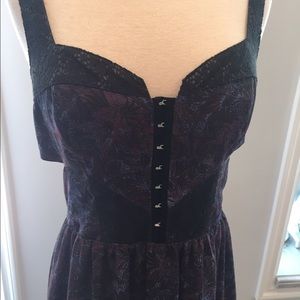 FREE PEOPLE PURPLE FLOWER CORSET  DRESS W/ CUTOUTS
