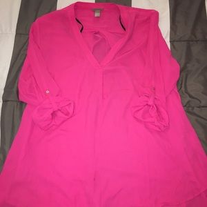 H&M sheer hot pink shirt