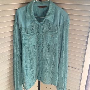 Turquoise Lace Cowgirl Button Up
