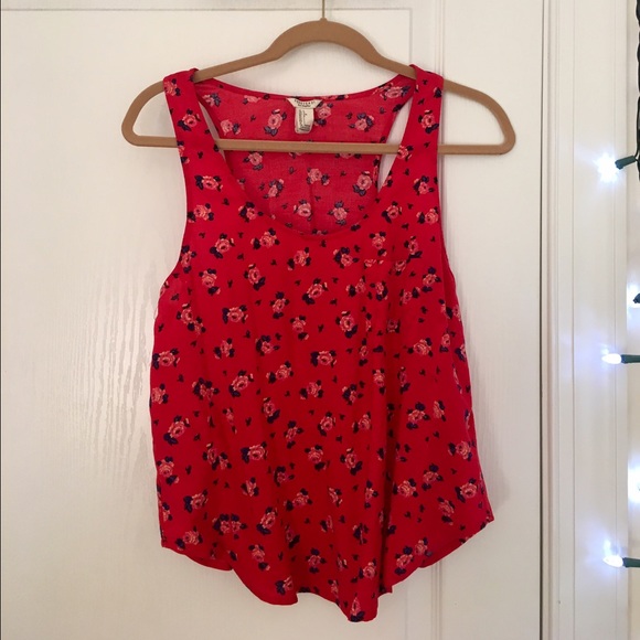 Red floral shirt