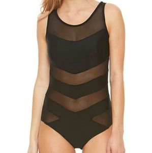 New Bra Society Black Luxe Retro Mesh One-piece