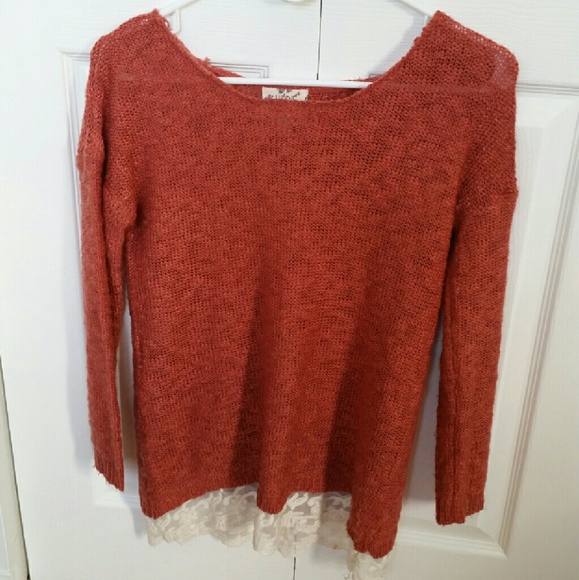 Lace Trim Tunic Sweater