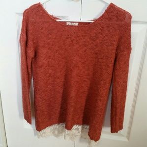 Lace Trim Tunic Sweater