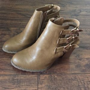 Brown leather booties