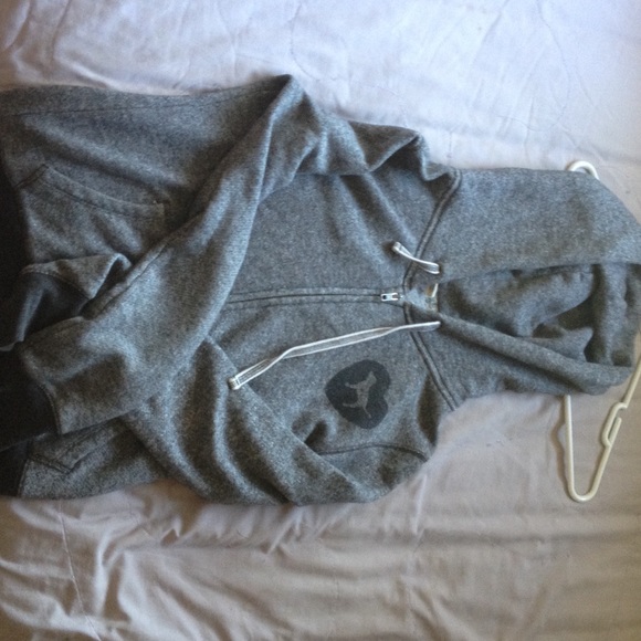Gray Zip Up Sweater With Hoodie