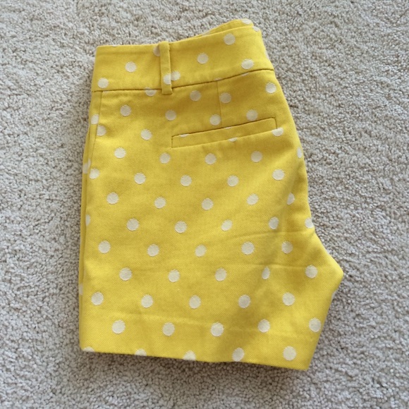 Ann Taylor Yellow White Polkadot Shorts