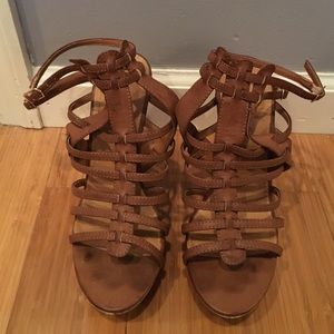 Cognac Gladiator Wedges
