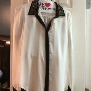 White and black blouse