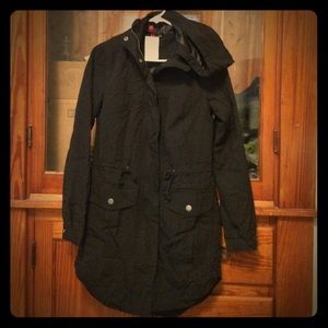 H&M Black Hooded Coat