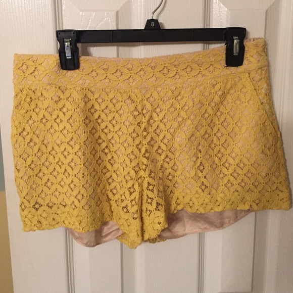 Yellow lace shorts