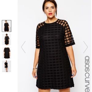 ASOS CURVE EXCLUSIVE Blk Shift Dress In Cage Mesh