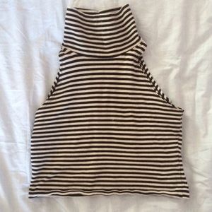 Striped Mock Neck crop top