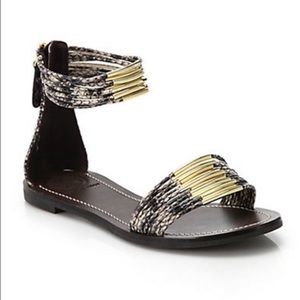 Tory Burch Mignonette Metal/Snakeskin sandals