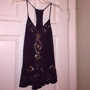 Express sequin purple tank top