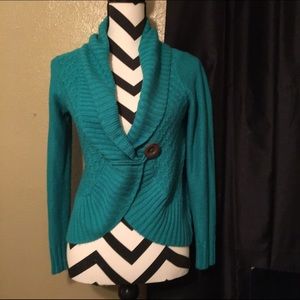 Blue cardigan sweater