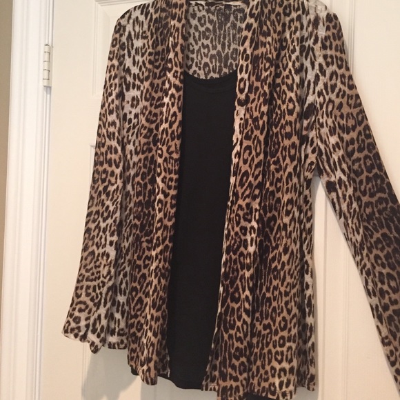 Ellie Tahari lightweight animal print cardigan - Picture 2 of 4