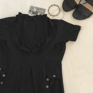 vfish Black Jersey Dress with button accents