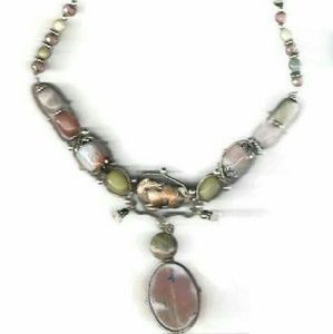 Pink Carnelian Wirework Statement Necklace