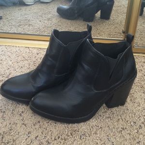 Black Leather Chelsea Booties