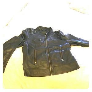 Leather jacket with silver shoulder studs