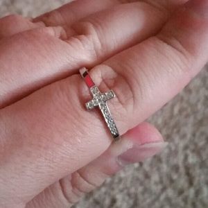 925 Sterling Silver Paved Cross Ring
