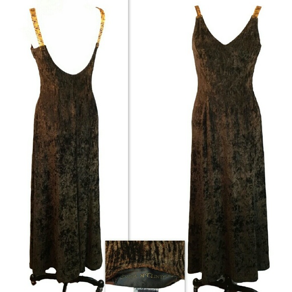 Jessica McClintock Funky Brown Velvet Scoop Maxi
