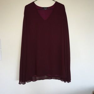 Deep Maroon Wide Sleeve Dress