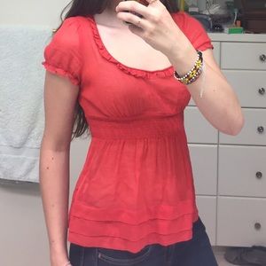Red Anthropologie blouse