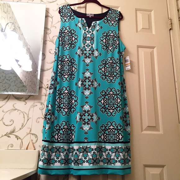 NEW turquoise patterned dress women's size 3X - Picture 3 of 4