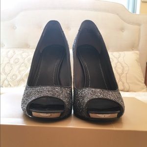 Nine West Escher Silver & Satin Sparkle Heels