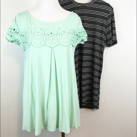 LAST CALL•• Mint Crochet Lace Accent Swing Top - Picture 3 of 3