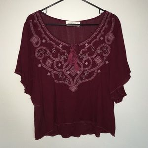 Flowy embroidered top (slightly cropped)