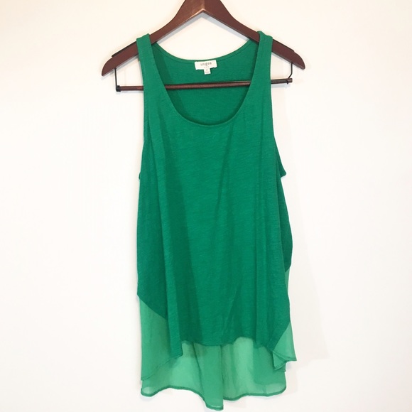 LAST CALL Green Chiffon Back Sheer Tank Coverup - Picture 2 of 2