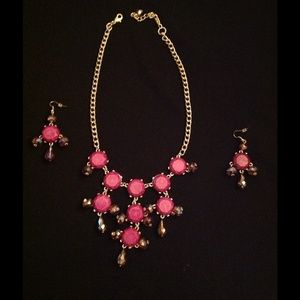 Fuscia Necklace & Earrings