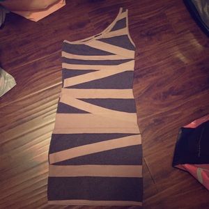 Blush pink and silver gray bandage dress