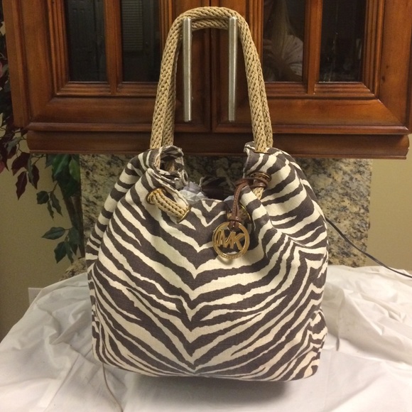 MICHAEL Michael Kors Handbags - New Michael Kors zebra print Marina linen hobo