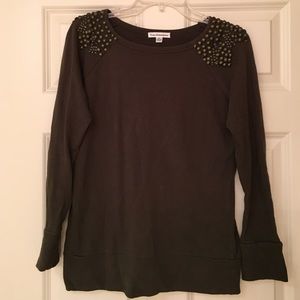 Free Generation Sweater. Olive with metal beads.