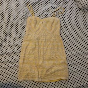Vintage modcloth yellow white lace mini dress