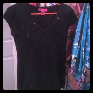 Black sequined t shirt size L