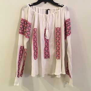 Black and red embroidered blouse