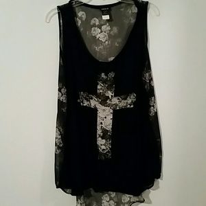 Sz 1 Black Sleeveless Cross Tunic