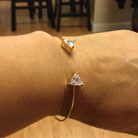 Gold Plated Brass & Crystal Bangle