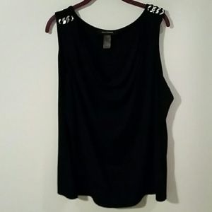Sz 22/24 Black Cowl Neck Sleeveless Shirt